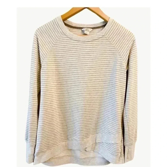 Danskin Criss Cross Pull On Tunic Shirt Sweatshirt Stripe Long Sleeves  S #1424 - Picture 3 of 7